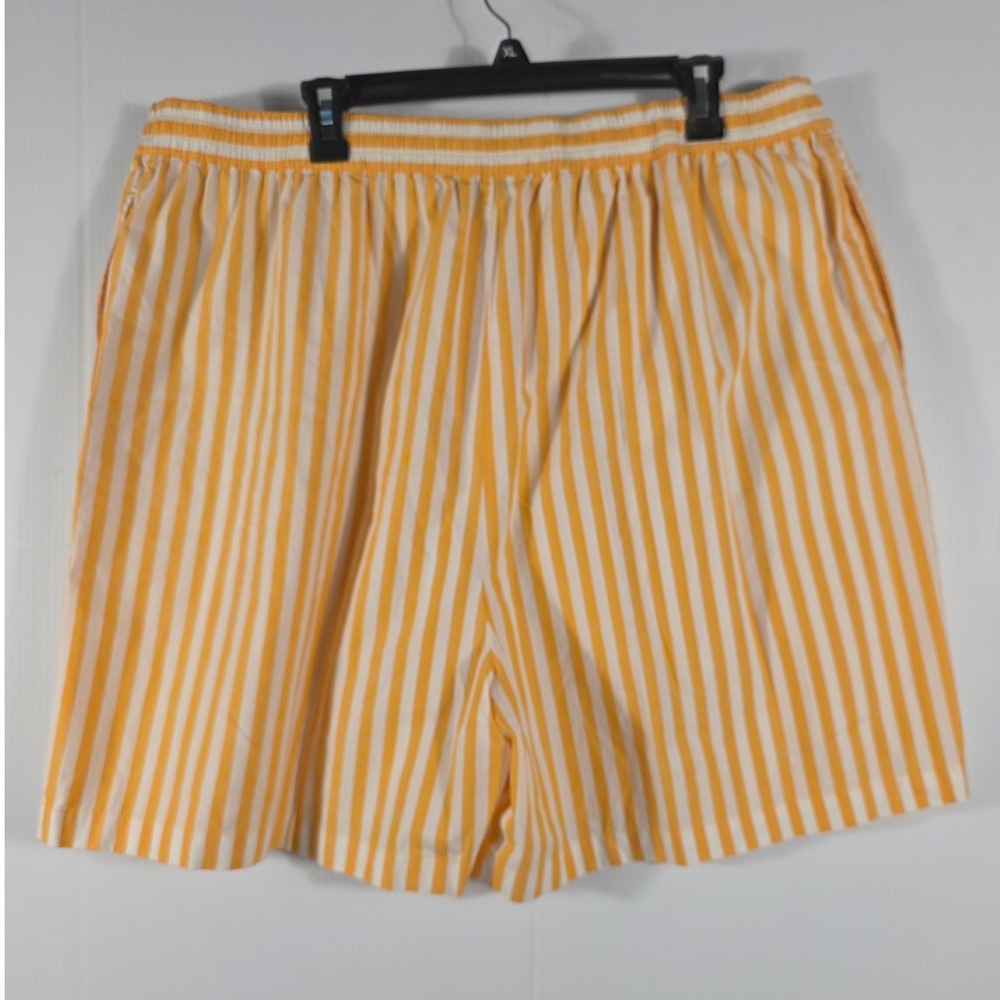 The Drop Womens Jada High 2X Yellow White Striped Cotton Drawstring Loose Short - Picture 5 of 12